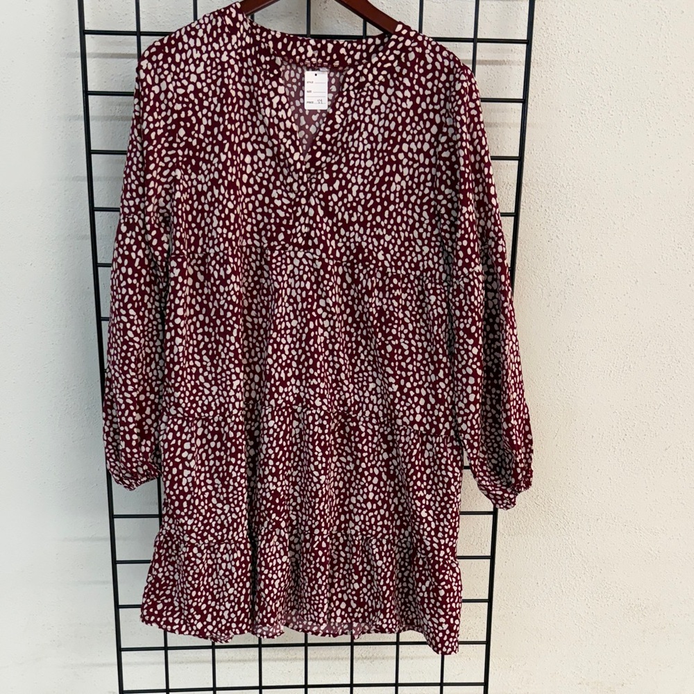 Stylish Maroon and White Dress